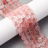 Brins de perles en verre quartz cerise, fleur de prunier, 6x6x2mm — Perles à bijoux