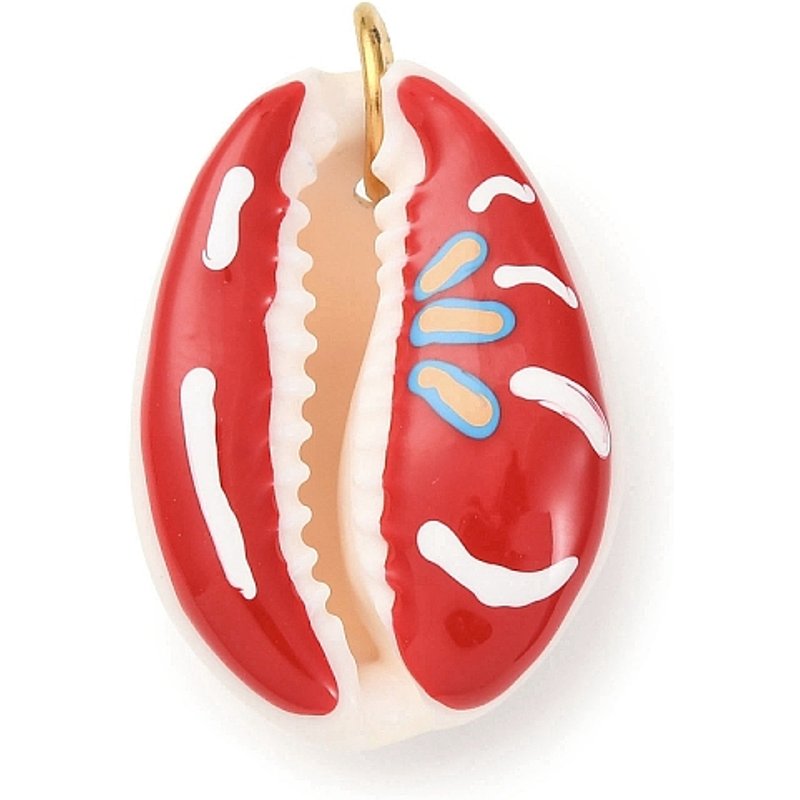 Natural Cowrie Shell Pendants with Enamel and Stainless Steel Jump Rings — Charms & Pendants