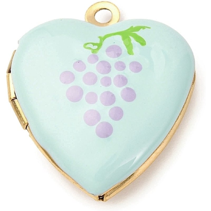 304 Stainless Steel Heart Locket Pendant with Enamel and Gold Plating — Charms & Pendants