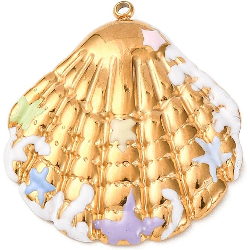 304 Stainless Steel Ocean-Themed Shell Pendants with 18K Gold Plating — Charms & Pendants