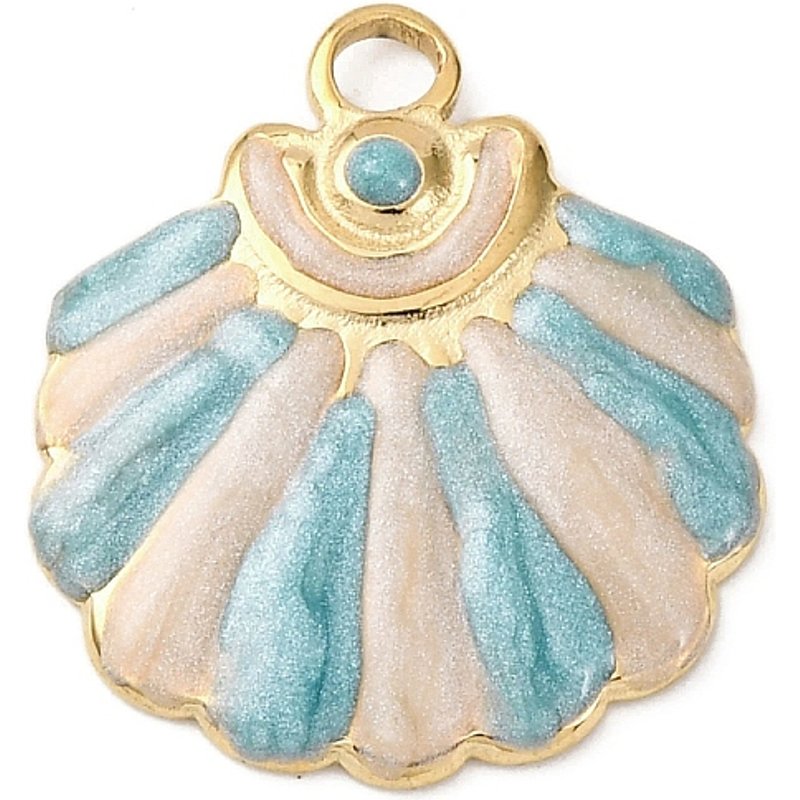 304 Stainless Steel Ocean Theme Shell Pendant with 18K Gold Plating — Charms & Pendants