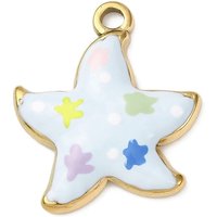 Pendentif Étoile de Mer en Acier Inoxydable 304 avec Émail et Plaquage en Or — Breloques et pendentifs