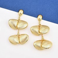 304 Stainless Steel Golden Dangle Stud Earrings, Shell Shape — Costume Jewelry