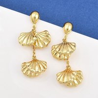 304 Stainless Steel Golden Leaf Dangle Stud Earrings — Costume Jewelry