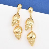 304 Stainless Steel Golden Dangle Stud Earrings, Shell Shape — Costume Jewelry
