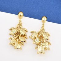 304 Stainless Steel Golden Turtle Dangle Stud Earrings — Costume Jewelry