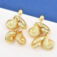 304 Stainless Steel Golden Dangle Stud Earrings, Shell Shape — Costume Jewelry
