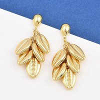 304 Stainless Steel Golden Dangle Stud Earrings, Shell Shape — Costume Jewelry
