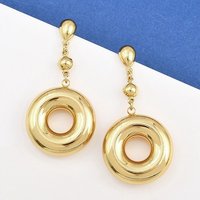 304 Stainless Steel Golden Dangle Stud Earrings, Donut Shape — Costume Jewelry