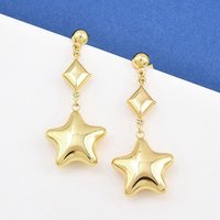 304 Stainless Steel Golden Star Dangle Stud Earrings — Costume Jewelry