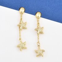 304 Stainless Steel Starfish Dangle Stud Earrings — Costume Jewelry