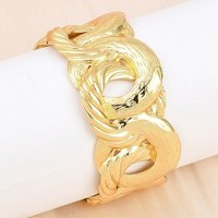 304 Stainless Steel Cuff Bangle for Women, Golden, 2 Inch Diameter — Bracelet Women