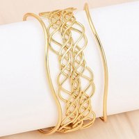 304 Stainless Steel Cuff Bangles for Women - Golden