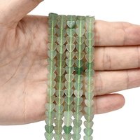 Brins de perles en aventurine verte naturelle, cœur, 6x6x2mm, 65-72pcs