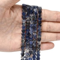 Fils de perles en sodalite naturelle en forme de cœur, 6x6x2mm, trou de 0.7mm