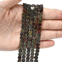Fils de perles en jaspe Dragon Blood naturel, en forme de cœur, 6mm, trou de 0,7mm