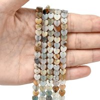 Fil de perles en amazonite fleur naturelle en forme de cœur, 6x6x2mm