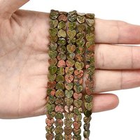 Fil de perles en Unakite naturel en forme de cœur, 6x6x2mm, 65-72pcs