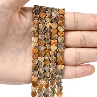 Fil de perles en agate folle naturelle en forme de cœur, 6x6x2mm, 65-72pcs — Perles à bijoux