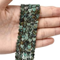 Fils de perles en turquoise africaine naturelle en forme de cœur, 6mm, 65-72pcs — Perles à bijoux
