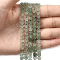 Brins de perles en quartz fraise vert naturel, forme cœur, 6mm — Perles à bijoux