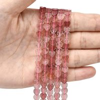 Natural Strawberry Quartz Heart Beads Strands, 6x6x2mm — Jewelry Beads