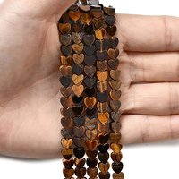 Fils de perles en œil de tigre naturel en forme de cœur, 6mm, trou de 0,7mm — Perles à bijoux