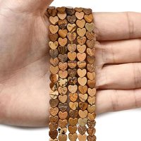 Fils de perles en jaspe naturel en forme de cœur, 6x6x2mm, 65-72pcs — Perles à bijoux