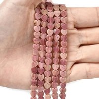 Natural Rhodonite Heart Beads Strands, 6mm, 0.7mm Hole — Jewelry Beads
