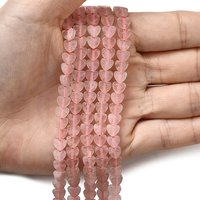 Natural Rose Quartz Heart Beads Strands, 6x6x2mm, 65-72pcs — Jewelry Beads