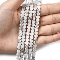 Fil de perles en howlite naturelle en forme de cœur, 6x6x2mm, 65-72pcs — Perles à bijoux