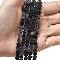 Fil de perles en cœur de synthèse en goldstone bleu, 6mm, trou de 0,7mm — Perles à bijoux