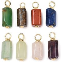 Natural Mixed Stone Rectangle Pendants with Brass Findings — Charms & Pendants