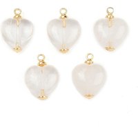 Natural Quartz Crystal Heart Charms with Brass Settings — Charms & Pendants