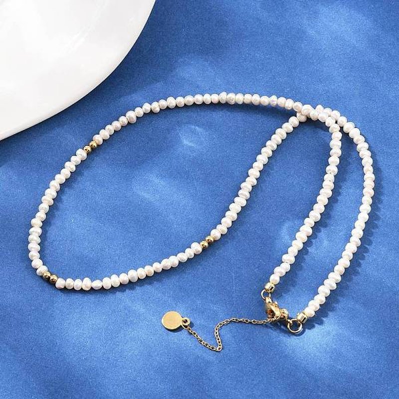Collier en perles de culture d'eau douce et en laiton, plaqué or 18K — Collier pendentif