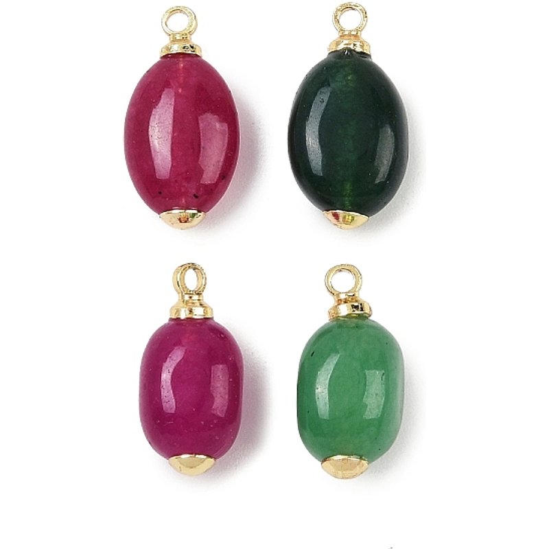 Pendentifs en jade blanc teinté avec attaches en laiton, plaqué or 18K — Breloques et pendentifs