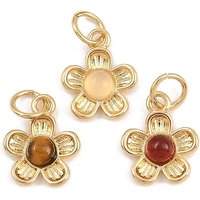 Charmes de Fleurs en Gemmes Naturelles Mélangées avec Plaquage en Or 18K — Breloques et pendentifs