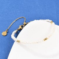 Bracelet Rond en Perles Naturelles et Laiton pour Femmes — Bracelet Femme