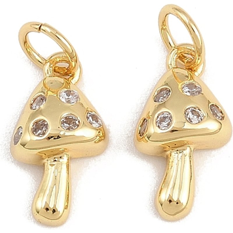 Brass Micro Pave Cubic Zirconia Mushroom Charm with Jump Ring — Charms & Pendants