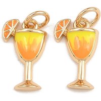 Brass Enamel Drink Charms, 18K Gold Plated, Cadmium & Lead Free