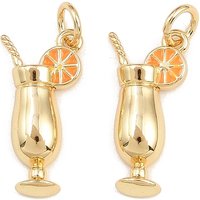 Charms à Boisson en Émail de Laiton, Plaqué Or 18K avec Anneau — Breloques et pendentifs