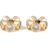Perles en Zirconium Cubique Micro Pave en Laiton, Fleur, Plaqué Or 18K — Perles à bijoux