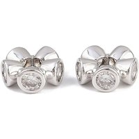 Brass Micro Pave Cubic Zirconia Flower Beads, Platinum Plated