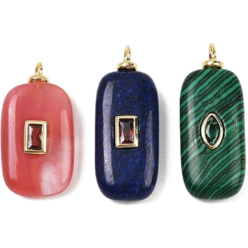 Pendants en Gemmes Naturelles et Synthétiques en Forme de Rectangle — Breloques et pendentifs