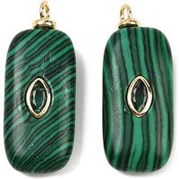 Synthetic Malachite Rectangle Charms with 18K Gold Plating
