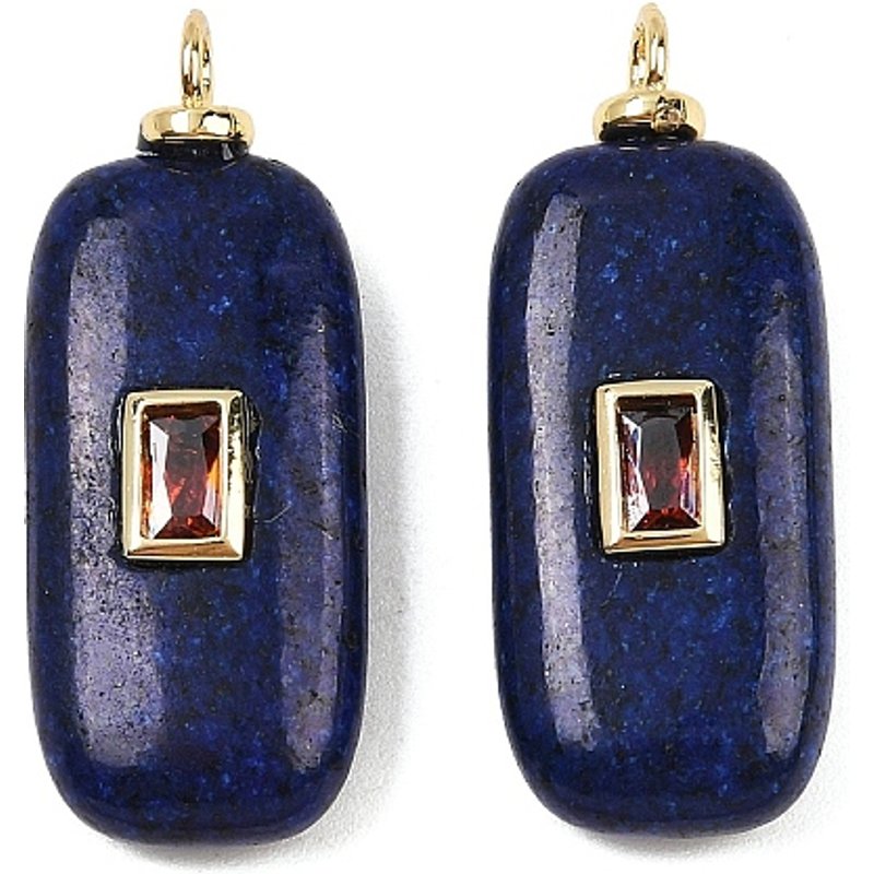 Pendants en jaspe sésame teinté avec zircon cubique en laiton — Breloques et pendentifs