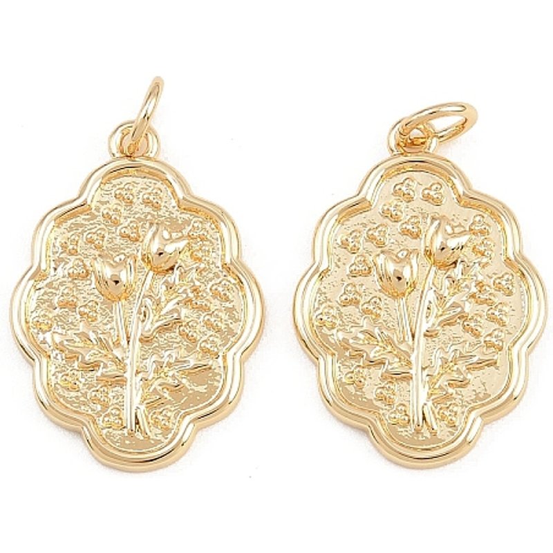 Charms en laiton en forme de fleur avec plaquage en or 18K — Breloques et pendentifs