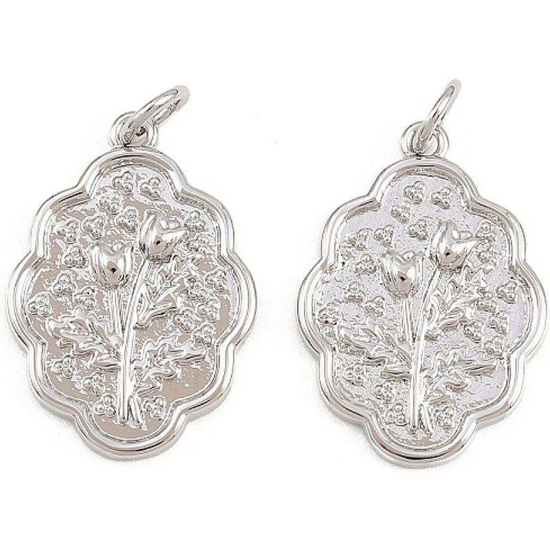 Brass Flower Charms with Jump Ring, Cadmium & Lead Free — Charms & Pendants