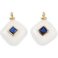 Natural White Jade Rhombus Charms with 18K Gold Plating