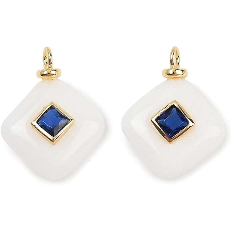 Charms en Jade Blanc Naturel en Forme de Rhombe avec Plaquage en Or 18K — Breloques et pendentifs